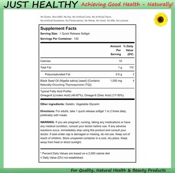 COLD PRESSED BLACK SEED MIRACLE OIL - HIGH STRENGTH - 120 CAPS Carousel 2