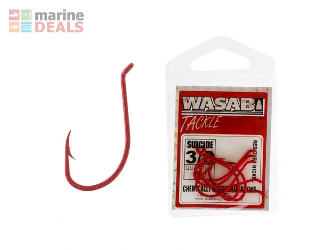 Wasabi Tackle Red Suicide Hooks 3/0 Qty 7 Carousel 1