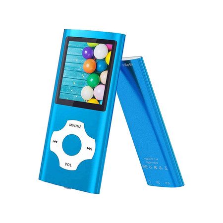 MP3 Music Player with 32GB Memory SD Card, FM Radio, Voice Record (Blue) Carousel 1