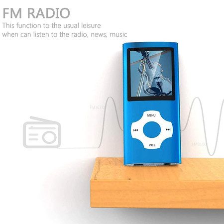 MP3 Music Player with 32GB Memory SD Card, FM Radio, Voice Record (Blue) Carousel 6