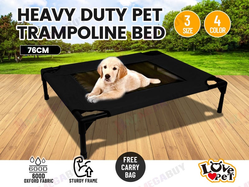Heavy Duty Pet Dog Bed Trampoline Hammock Canvas *76x61x18cm* BLACK Carousel 1