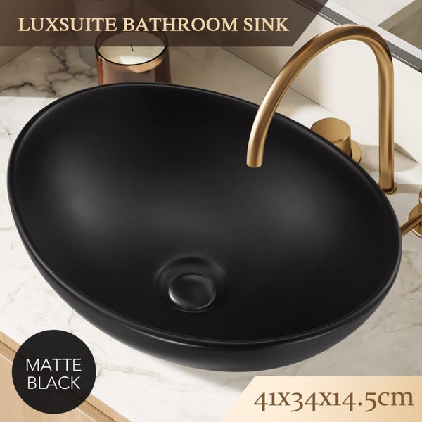 Bathroom Ceramic Basin Countertop Vanity Washing Sink Bowl Above Counter Black Carousel 1