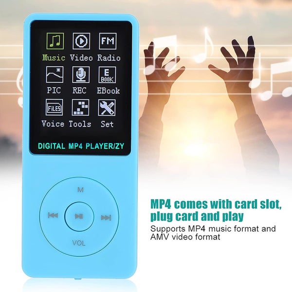 Mp3 Player, Mini Plug Card Video MP4 1.8 Inch Max Support 32GB (Blue) Carousel 2