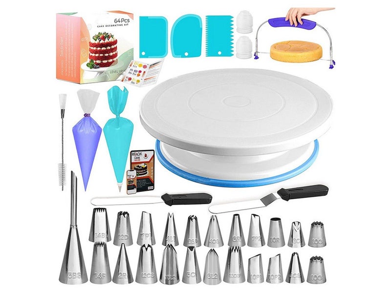 64-Piece Cake Decorating Supplies Kit Cake Decorating Set with Cake Turntable Carousel 1