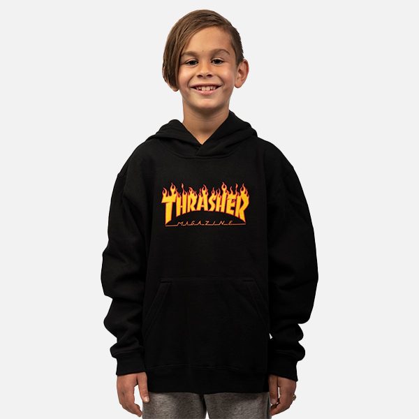 Thrasher Flame Youth Hood - Black Carousel 1