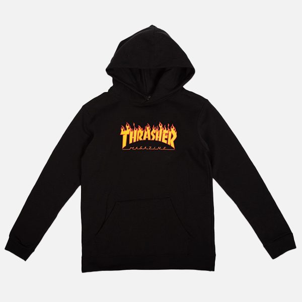 Thrasher Flame Youth Hood - Black Carousel 2