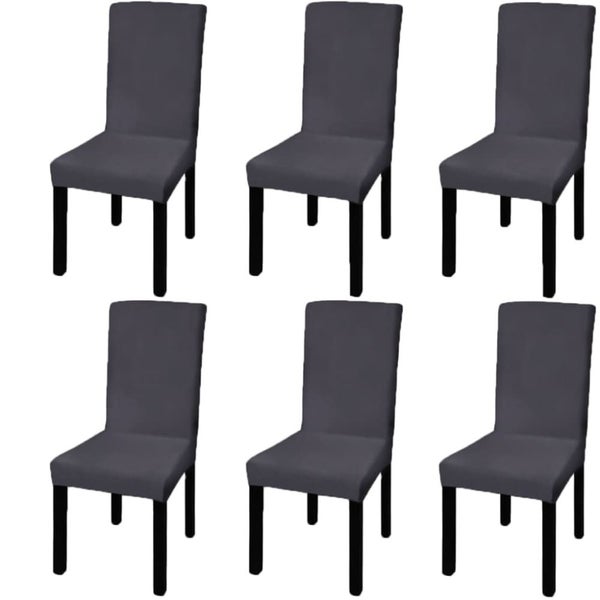 Straight Stretchable Chair Cover 6 Pcs Anthracite Otoaxx Carousel 1