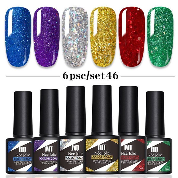 Nail Gel Polish Set 6 Bottles Manicure UV Soak Off Color Coat Gels I1456FS0 Carousel 1