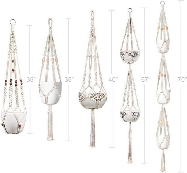5pcs Macrame Plant Hanger Cotton Rope Hanging Planter Baskets I1742BG0 Carousel 1