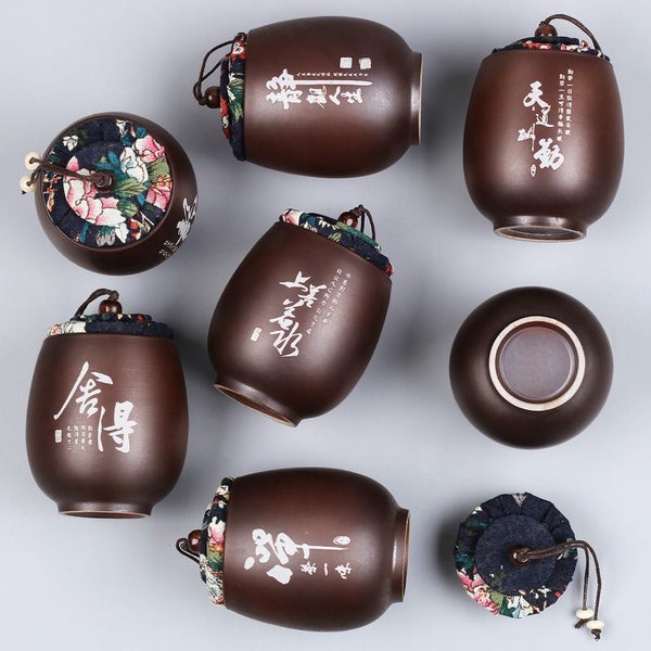 Mini Ceramic Travel Tea Caddy Can Set Teacup One Dual Purpose Sugar Carousel 2
