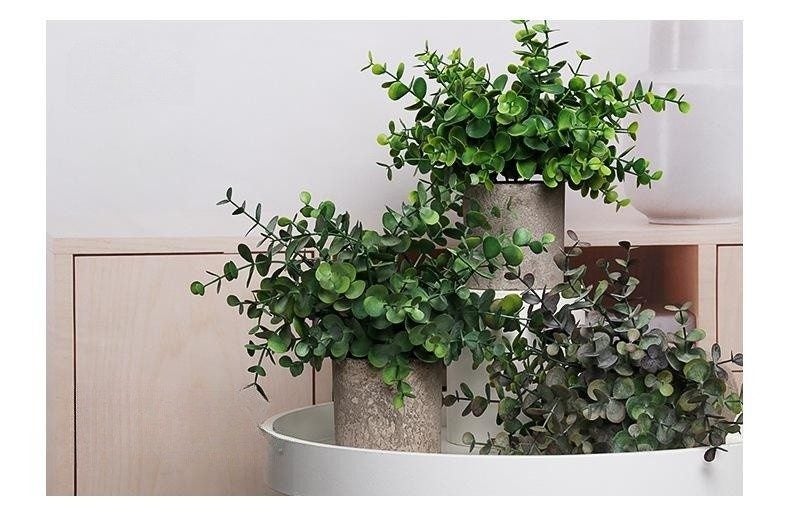 Mini Artificial Plants Eucalyptus Faux Potted Herbs Small House Plants for Table Carousel 2