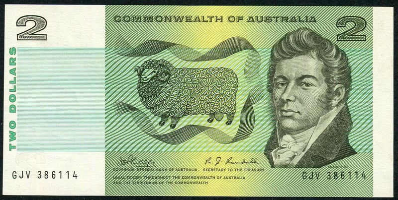 Australia - 1968 - $2 Paper Note GJV Prefix - Phillips / Randall - Unc Carousel 1