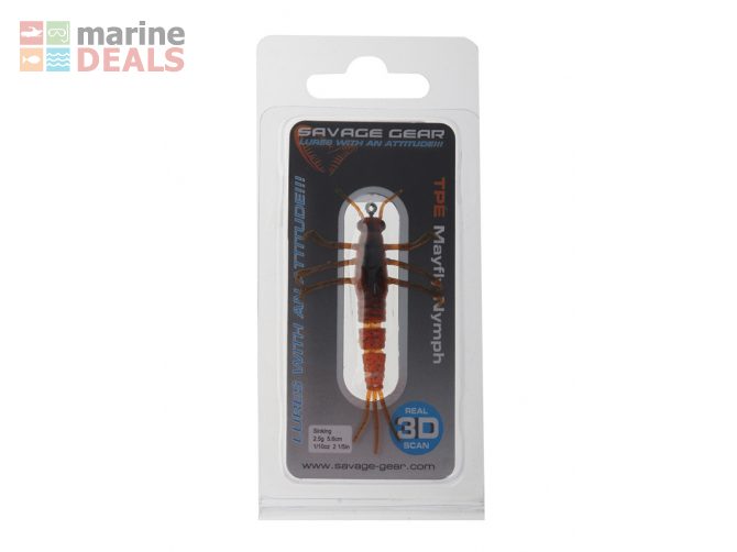 Savage Gear 3D Mayfly Nymph Soft Bait Lure 5cm Br… Carousel 1