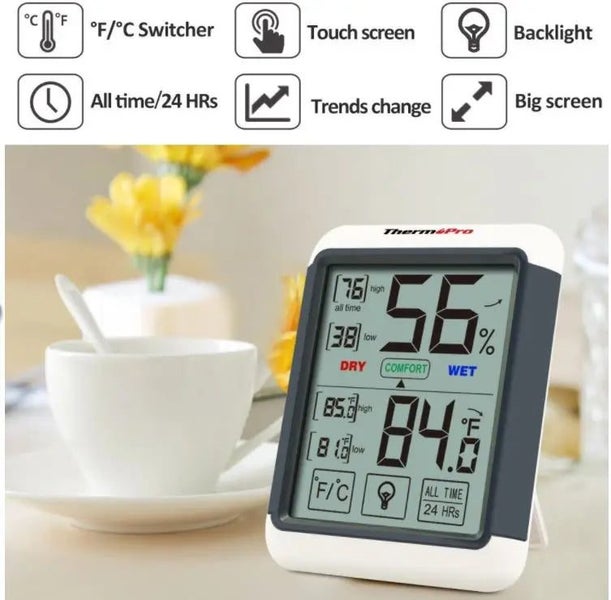 Thermopro TP55 Digital Indoor Thermometer with Touch Screen Hygrometer Carousel 4