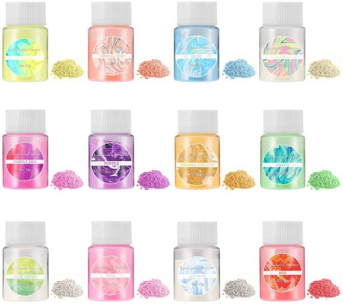 12 Bottles Glow in The Dark Powder Epoxy UV Resin Dye Pigment I1411MZ0 Carousel 2