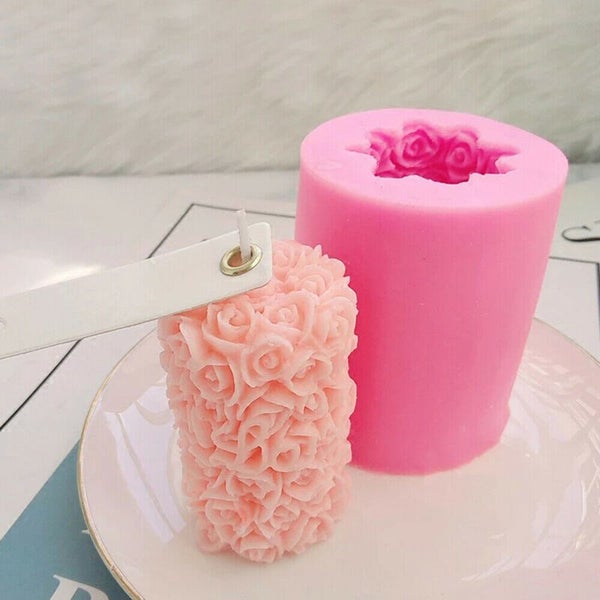 Silicone Molds 3D Rose Flower Cylinder Candle Moulds I1495PK0 Carousel 2