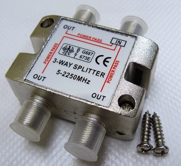 F Plug Splitter - Sky / Sat - 3 Way - 2.25GHz Carousel 1
