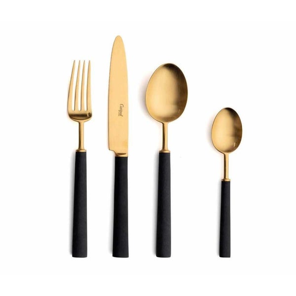 Cutipol Ebony Black & Gold S / Steel Cutlery Set 24pce w / Bonus Wooden Canteen Carousel 1