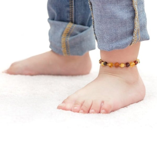 Amber Teething Bracelet / Anklet - Polished Cherry & Amethyst Carousel 4