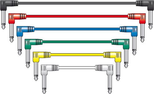 PATCH LEADS 6 x 6.3mm JACK -Mixed Colours 0.5m Carousel 1