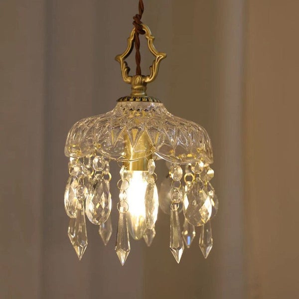 Modern Industrial Vintage Pendant Lamp, Crystal Glass Hanging Light Carousel 2
