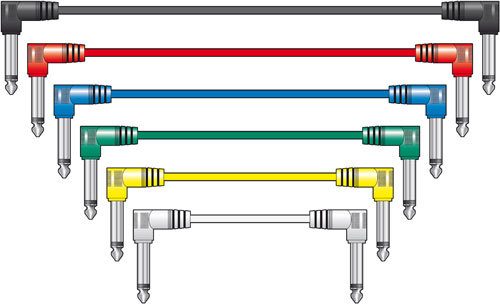 Patch Leads 1/4" -Coloured 6 Pack -0.15 Metre Carousel 1