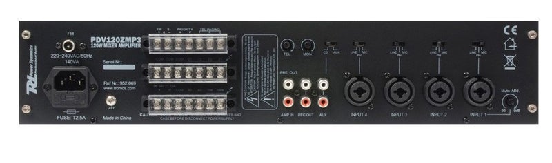 4 Zone Amplifier -120Watts - 100Volt Line - MP3 Carousel 4