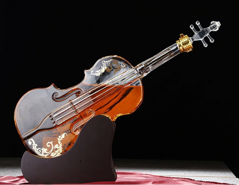 NEW 1000ml Bottle Glass Violin Whisky Decanter with Holder Wine Dispenser629376346658571117