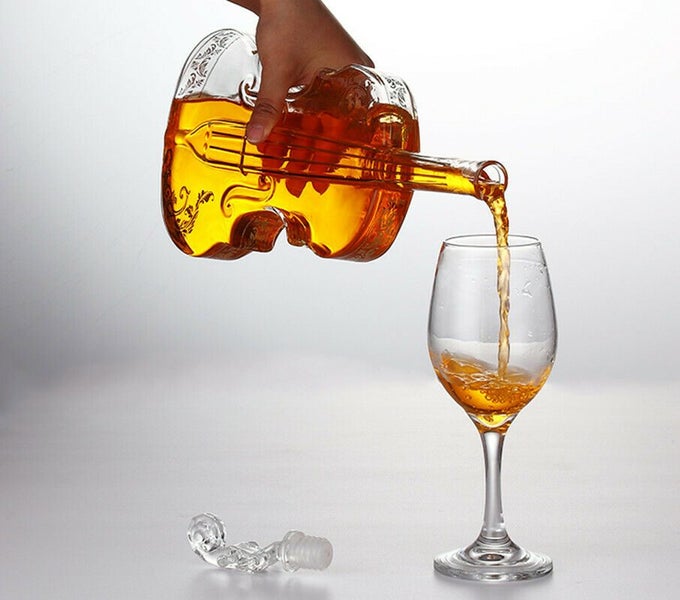 NEW 1000ml Bottle Glass Violin Whisky Decanter with Holder Wine Dispenser62937634665857112