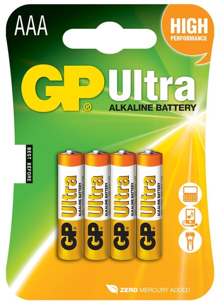 AAA Alkaline Batteries - GP - 4 Piece Pack Carousel 1