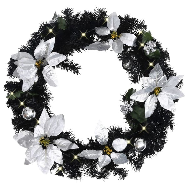 Christmas Wreath with Led Lights Black 60 Cm Pvc Txopon Carousel 1