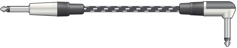 Braided Right Angled Guitar Lead Black/White 3M Carousel 1