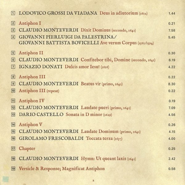 I FAGIOLINI, MONTEVERDI* – THE OTHER VESPERS (CD) Carousel 2