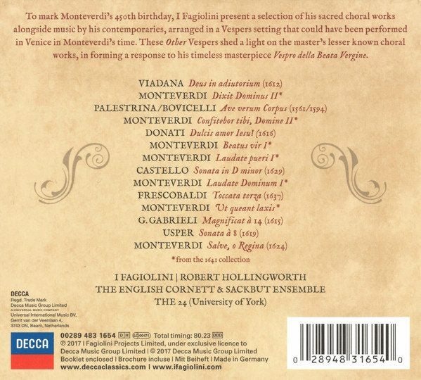 I FAGIOLINI, MONTEVERDI* – THE OTHER VESPERS (CD) Carousel 9