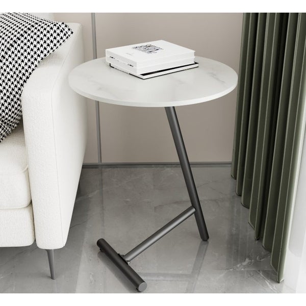 Round Side Table with Sintered Stone Desktop-White Carousel 5