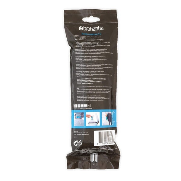 Brabantia PerfectFit Bags Code W (5L) Dispenser Pack of 20 White Carousel 2