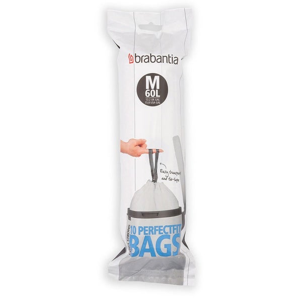 Brabantia PerfectFit Bags Code M (60L) Pack of 10 White Carousel 1