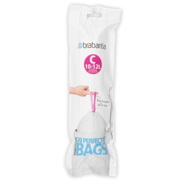 Brabantia PerfectFit Bags Code C (10-12L) Pack of 20 White Carousel 1