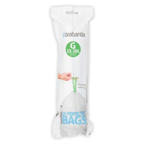 Brabantia PerfectFit Bags Code G (30L) Pack of 20 White Carousel 1