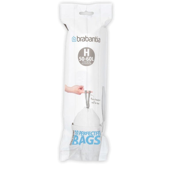 Brabantia PerfectFit Bags Code H (50-60L) Pack of 10 White Carousel 1