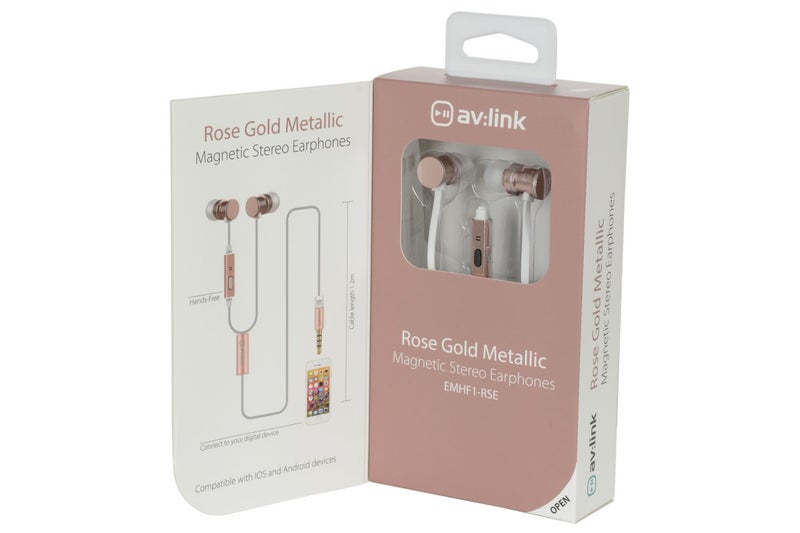 Metallic Magnetic Stereo Earphones - Rose Gold Carousel 10