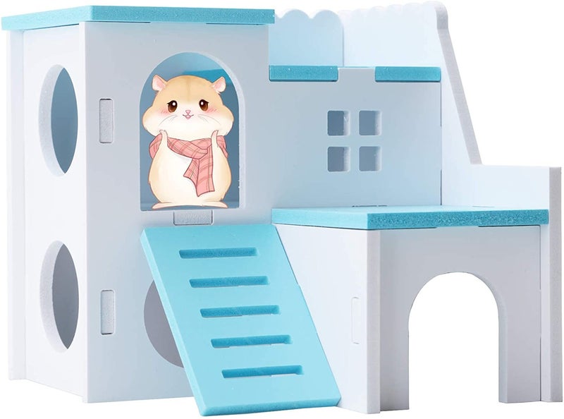 Pet Small Animal Hideout Hamster House with Funny Climbing Ladder Stair Wooden H Carousel 1