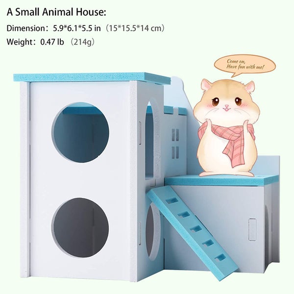 Pet Small Animal Hideout Hamster House with Funny Climbing Ladder Stair Wooden H Carousel 2