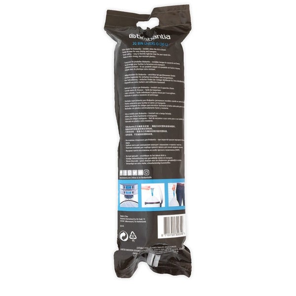 Brabantia PerfectFit Bags Code O (30L) Pack of 20 White Carousel 2