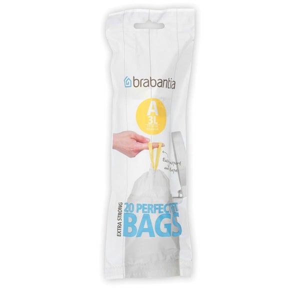 Brabantia PerfectFit Bags Code A (3L) Pack of 20 White Carousel 1