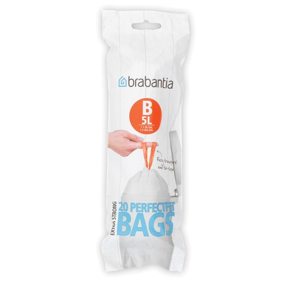 Brabantia PerfectFit Bags Code B (5L) Pack of 20 White Carousel 1