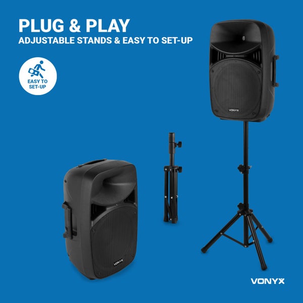 15 Inch Active Speaker Set with Stands Carousel 18