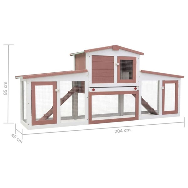 Outdoor Large Rabbit Hutch Brown and White Wood Oibnaa Carousel 2
