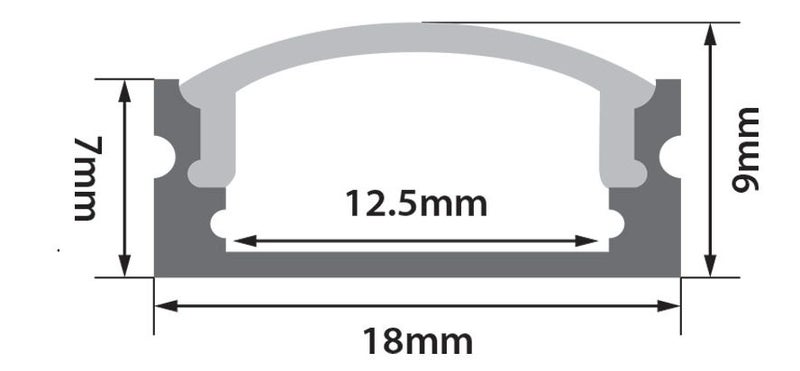 Aluminium LED Tape Profile - Short Crown 1 Meter Carousel 6