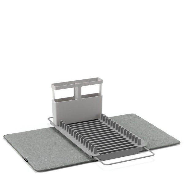 Umbra UDry Over the Sink Dish Rack with Dry Mat Charcoal Carousel 1